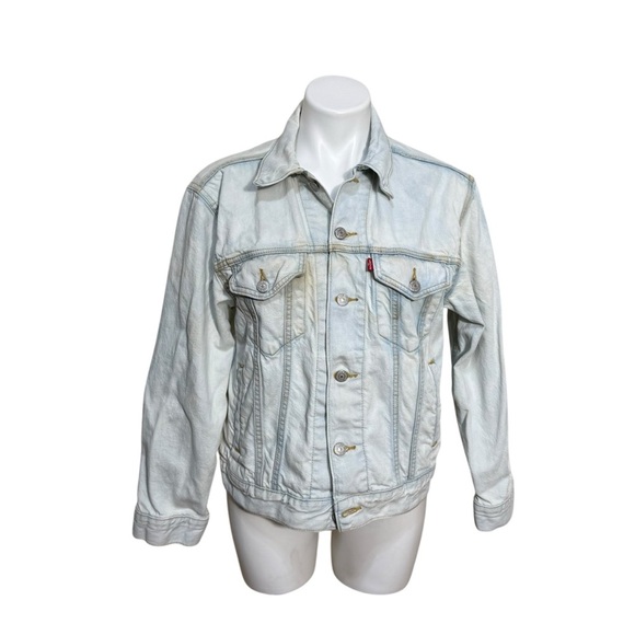 Levi’s Ex Boyfriend Trucker's Jean Jacket Prairie Floral Back acid Washed medium - Picture 2 of 7